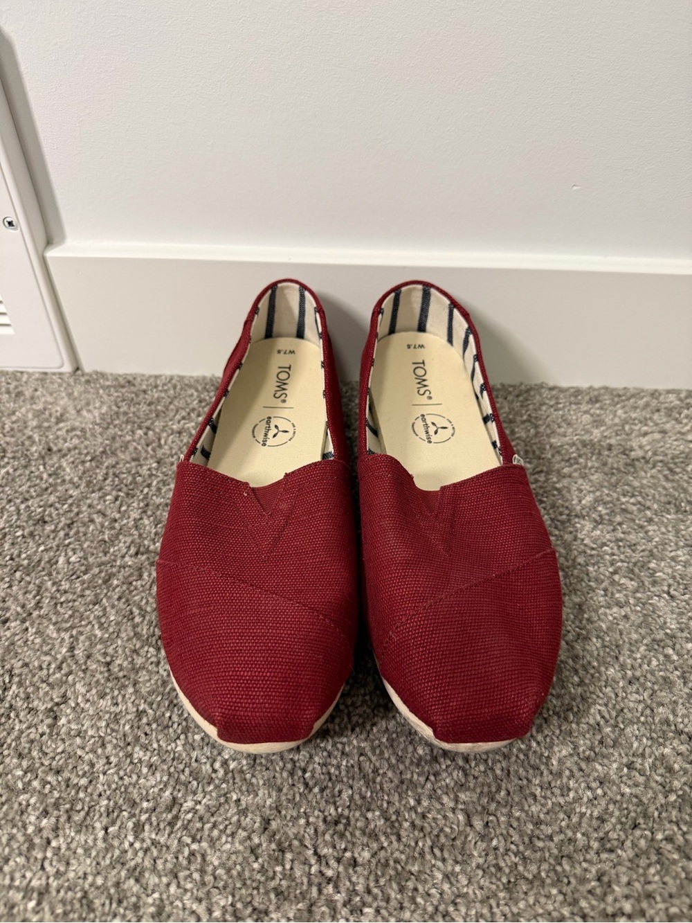 Toms Women's Slip-On Flats in Deep Red Canvas